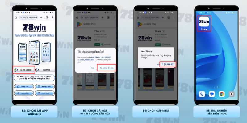 3 bước đơn giản tải 78win com cho Android