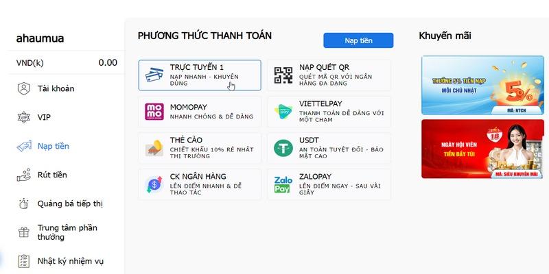 Sân cược 78 win cung cấp cho người chơi đa dạng phương thức thanh toán